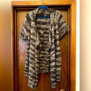 Grey and black wool blend duster